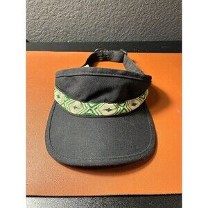 Kavu Black Golf Visor Green/ White Southwestern Pattern Band Strapback Hat